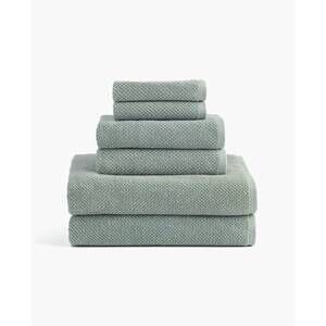NEW UNDER THE CANOPY textured organic cotton 6-piece bath towel set in lichen